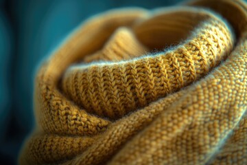 Fototapeta premium A close-up shot of a bright yellow knitted scarf, perfect for showcasing texture and pattern