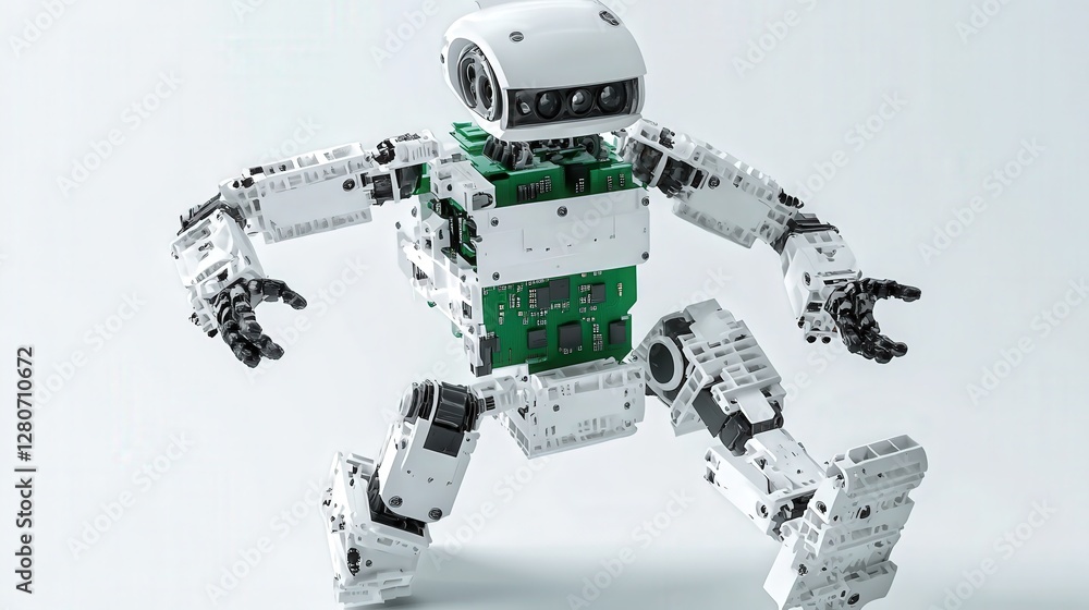 Poster robotics microchip, optimizing precision, agility, and autonomy for humanoid machines.