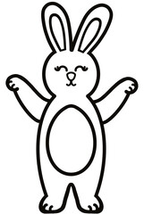 Outline Rabbits black line hand-drawn, Clothes for Career  set cute little hares     characters. Kawaii for kids to Dream career.