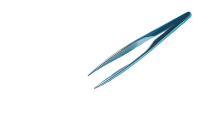 Precision tweezers resting on a white background for delicate tasks and crafts