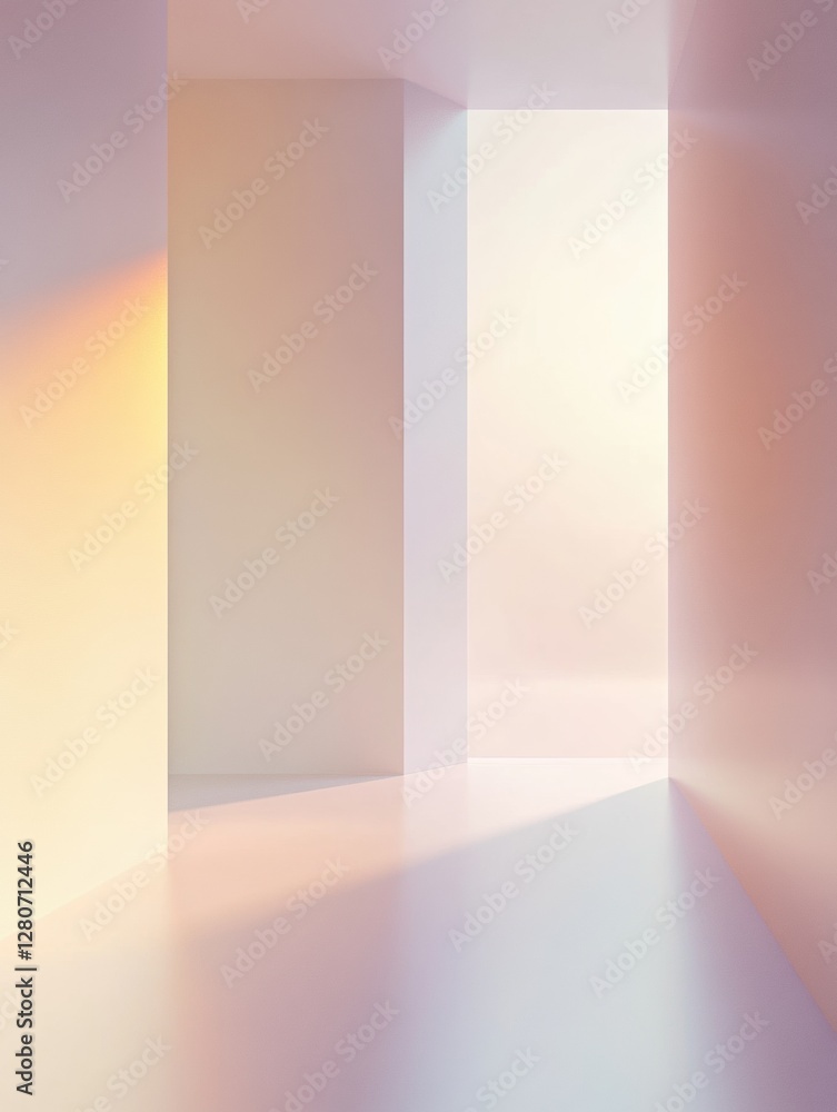 Poster Modern minimalist space with soft gradients and ample room for text in a serene environment. Generative AI