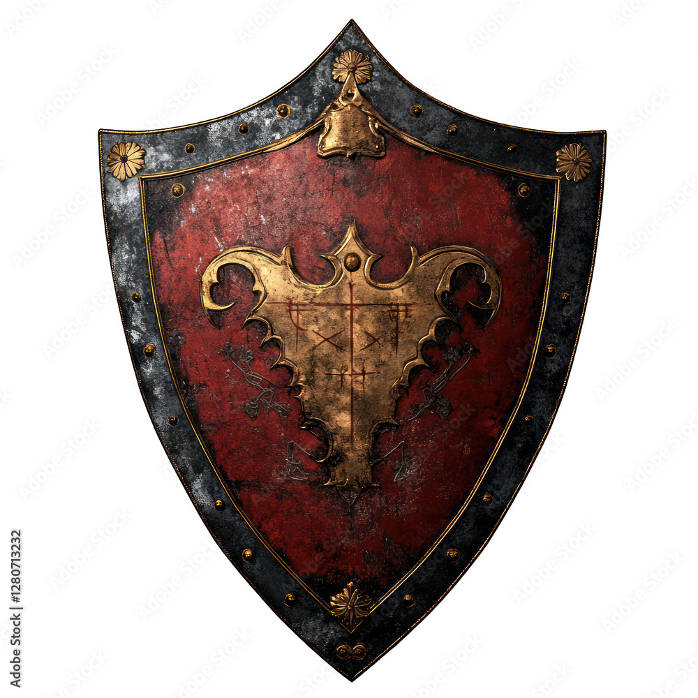 Poster medieval shield with crest isolated on transparent background