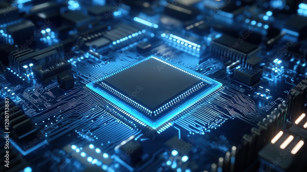 Poster invisibility microchip, bending light around objects seamlessly.