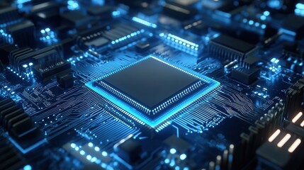 Fototapeta premium invisibility microchip, bending light around objects seamlessly.