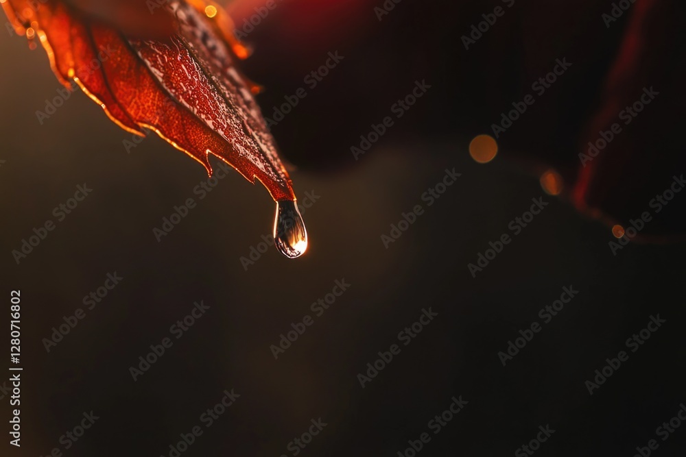 Poster a single leaf with a drop of water on its surface