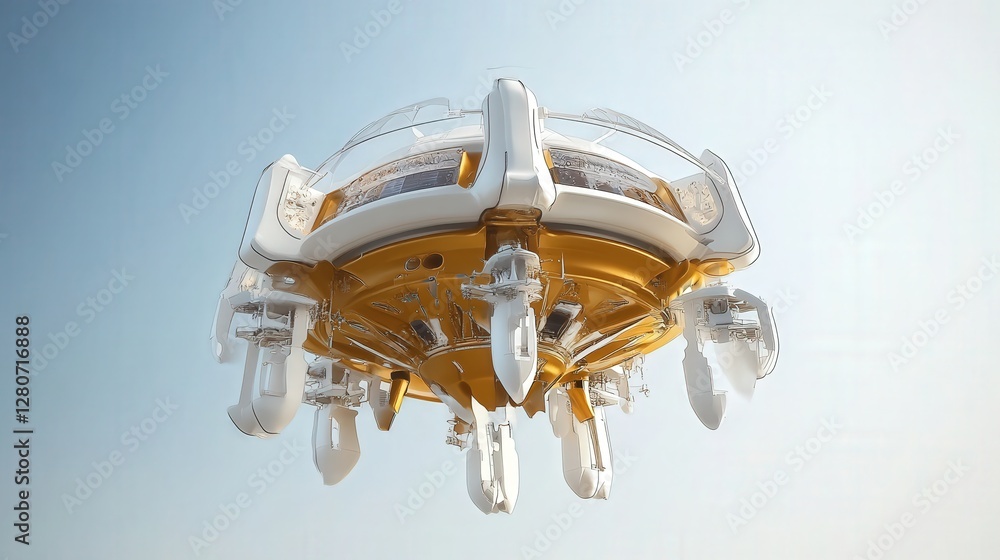 Poster transform into a floating space station, with modules that detach and adapt for different scientific