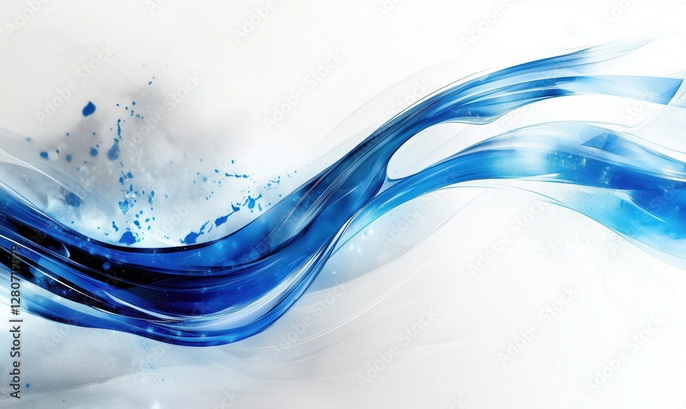 Poster abstract blue wave design with fluid shapes and splashes for modern backgrounds