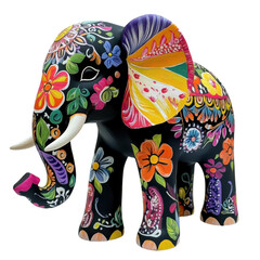 Obraz premium Vibrant Decorated Elephant on transparent background.