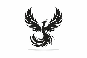 silhouette of Fenix, symbolizes freedom and adventure in black and white