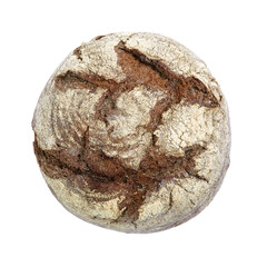 Fresh crafting Bread with crispy cracked surface. Hand made craft organic baked loaf. Isolated. PNG.