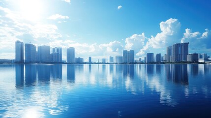 Fototapeta premium Stunning Cityscape Reflection on Calm Waters