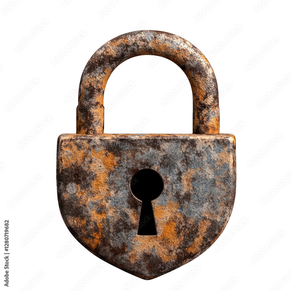 Aufkleber old rusty padlock isolated on transparent background