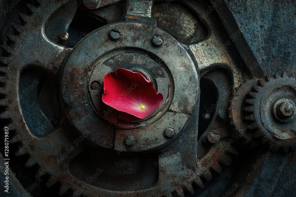 Aufkleber A close-up of a metal object with a flower embedded or attached to it
