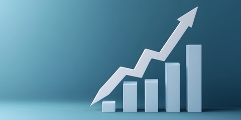 3d growth analytics chart with upward arrow illustrating positive trends in data visualization