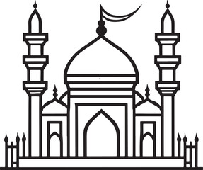 mosque Islamic architecture line art stock photos illustration
