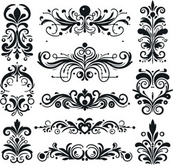 Monochrome Cosmonaut Text Dividers In Vintage Style For Decoration And calligraphic Design On White Background