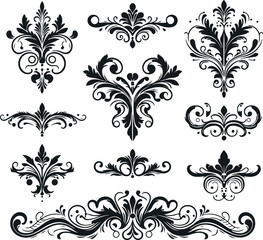 Monochrome Cosmonaut Text Dividers In Vintage Style For Decoration And calligraphic Design On White Background