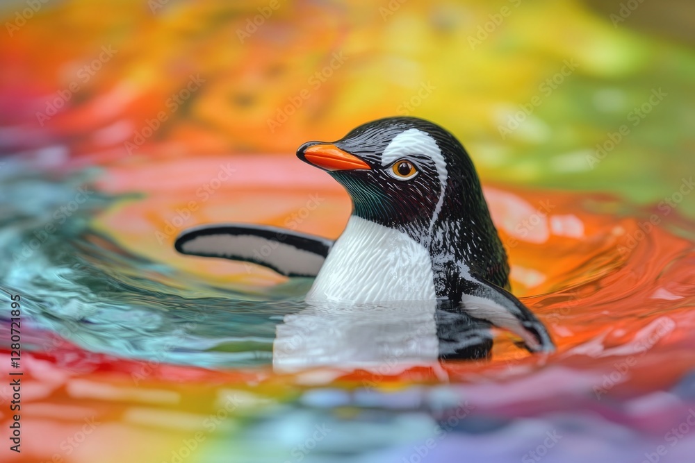 Poster a close-up view of a penguin swimming in the ocean, great for use as an illustration or design eleme