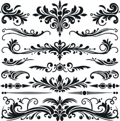 Monochrome Cosmonaut Text Dividers In Vintage Style For Decoration And calligraphic Design On White Background