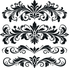 Monochrome Cosmonaut Text Dividers In Vintage Style For Decoration And calligraphic Design On White Background