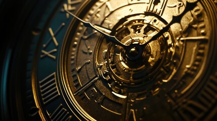 Fototapeta premium A close-up shot of a clock with Roman numerals, suitable for use in designs related to timekeeping, history, or architecture
