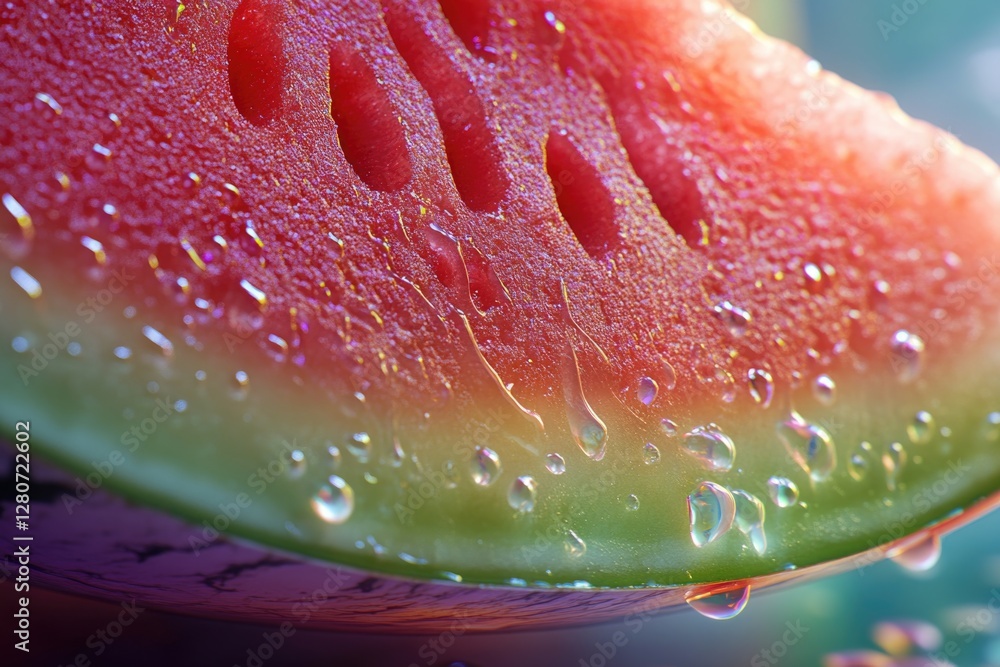 Poster a close-up shot of a refreshing slice of watermelon, perfect for summer or any occasion where a swee