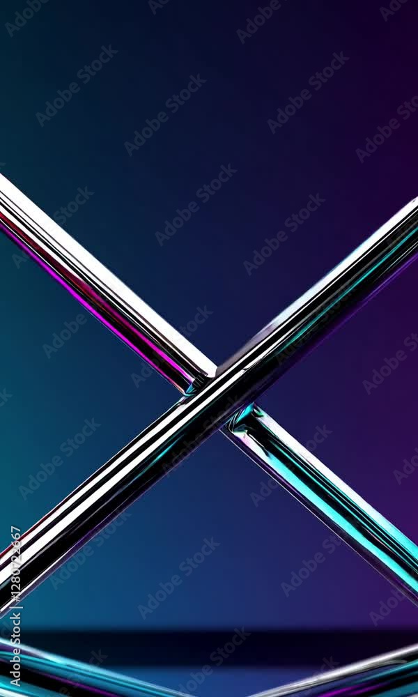 Poster dynamic geometric reflections and light play on metallic structures in motion