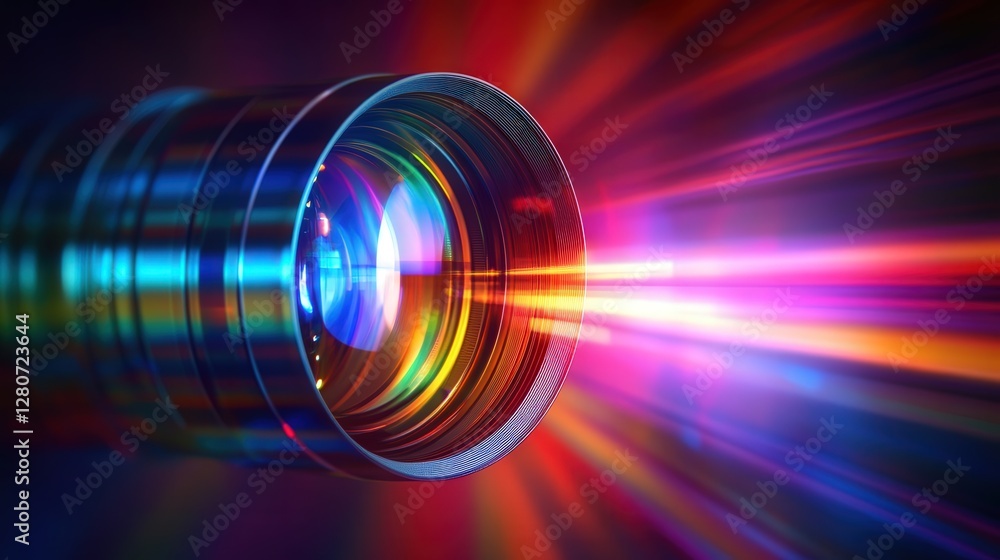 Poster diagram explaining how light refracts through different thicknesses of lenses, changing the focal le
