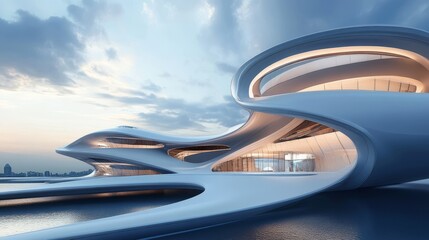 Professional Image Minimalist Futuristic Architecture With Smooth