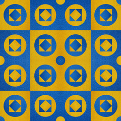 Kachel in blau und gelb