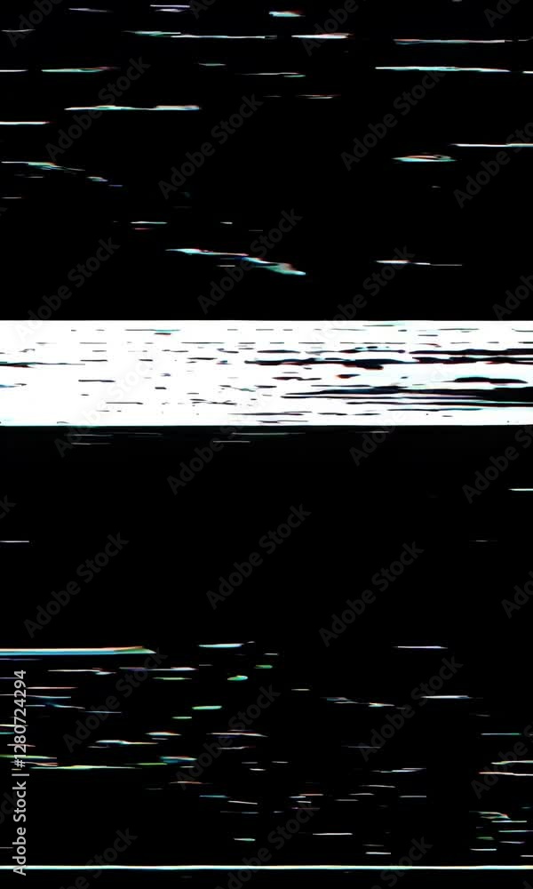 Poster digital glitch transition with colorful distortions and static interference effects