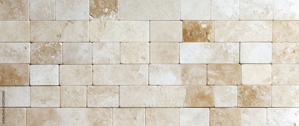 Poster light-colored tile arrangement on a floor showcasing a natural stone pattern with varying tones and 