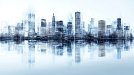 Obraz premium This abstract urban cityscape reflects buildings and the sky