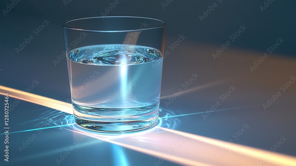 Poster light through a glass of water and its effects on the perception of objects submerged in water.