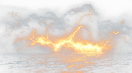 a large explosion of lightning in the ocean