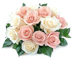 Obraz premium Elegant rose bouquet, wedding, white background, love