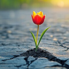 Obraz premium Hope Blooms Amidst the Cracks