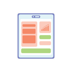 Growth Finance Chart Bar on Tablet Icon in flat style. Vector illustration