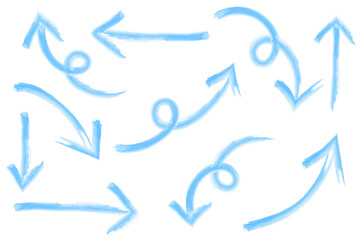 水彩の水色矢印セット