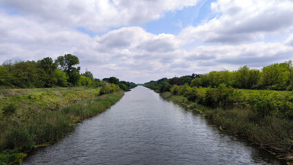 Fototapeta premium landscape by the river in the spring