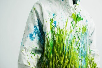 A person grasping a bundle of fresh green grass