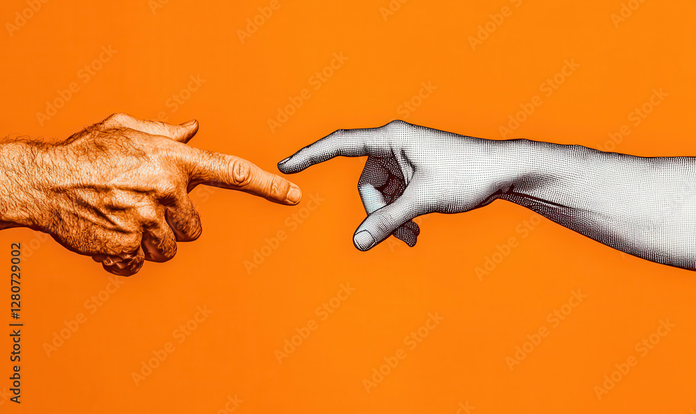 Poster exploring connection through hands: a visual narrative of touch, creativity, and interaction illustr