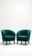 two green chairs against a white background.