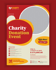 Modern Charity Flyer, leaflet Design template, professional, and attractive Editable Poster design template for donations, nonprofits, and fundraising events