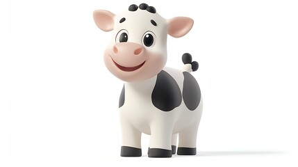 Fototapeta premium Cute cartoon cow on white background