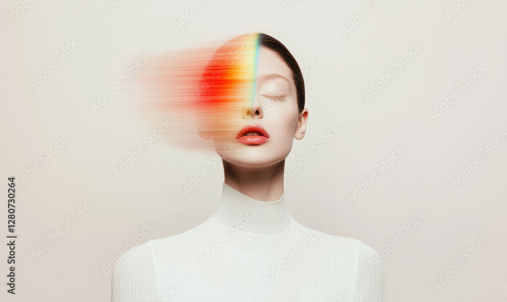 Poster exploring the depths of emotion: a colorful portrait capturing inner states of mind with surreal aes