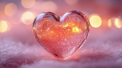 Obraz premium Enchanting glass heart ornament with magical glow for romantic decor