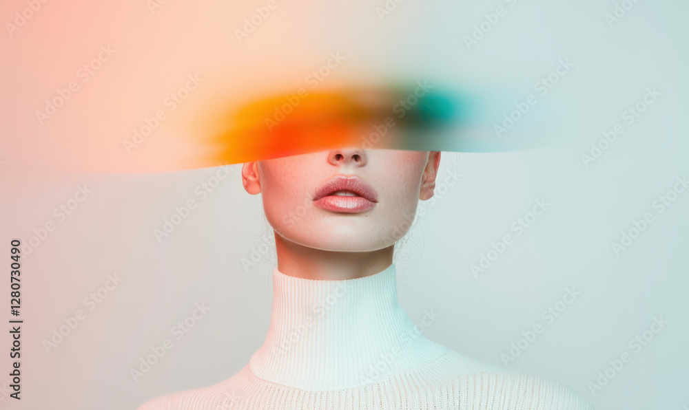Poster exploring modern portraiture: a unique blend of color and emotion captured in an abstract photograph