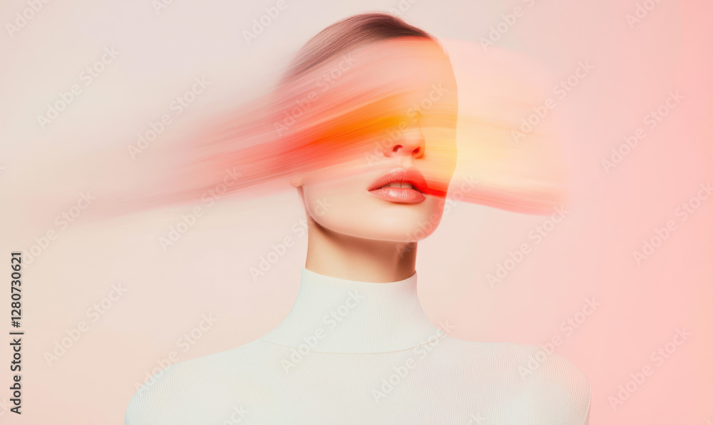 Poster exploring the interplay of emotion and identity through abstract visual narratives in contemporary p