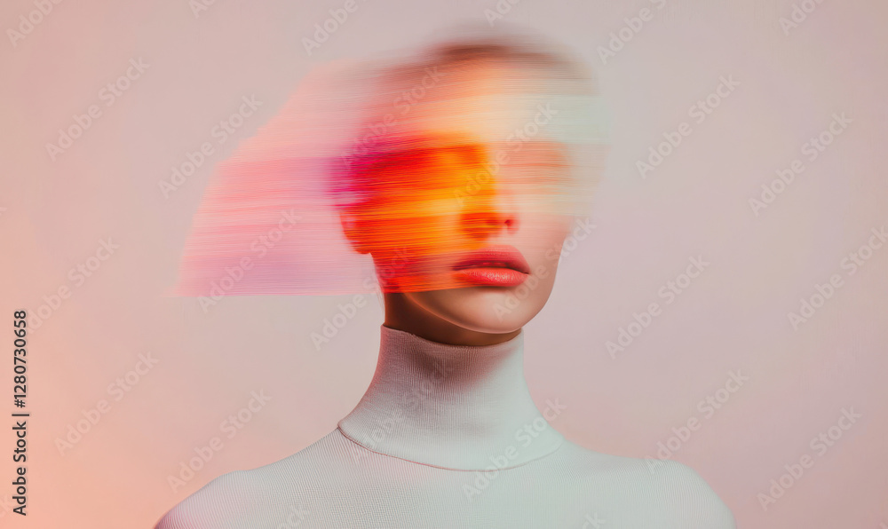 Poster exploring the intersection of identity and emotion through abstract visuals: a surreal perspective o